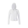Fitness Logo Comfortable Knitted Hooded Long Sleeve Jacket Women Jackets Jade-White A11W521501F-WT