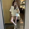 Lazy wind casual sports suit female summer student small loose thin short-sleeved shorts running two-piece set