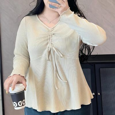 Women's Pure Lust Style Long-sleeved T-shirt New Spring Bottoming Shirt To Cover the Belly and Slimming Top
