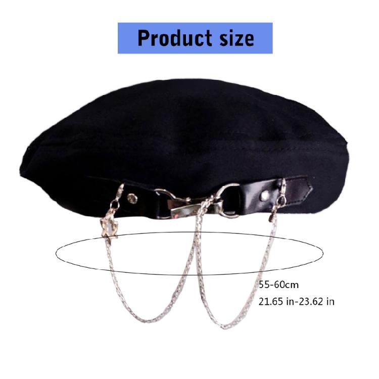 Beret with Metal Chain Painter Hat Cabbie Hat Grandpa Hat for Autumn Winter
