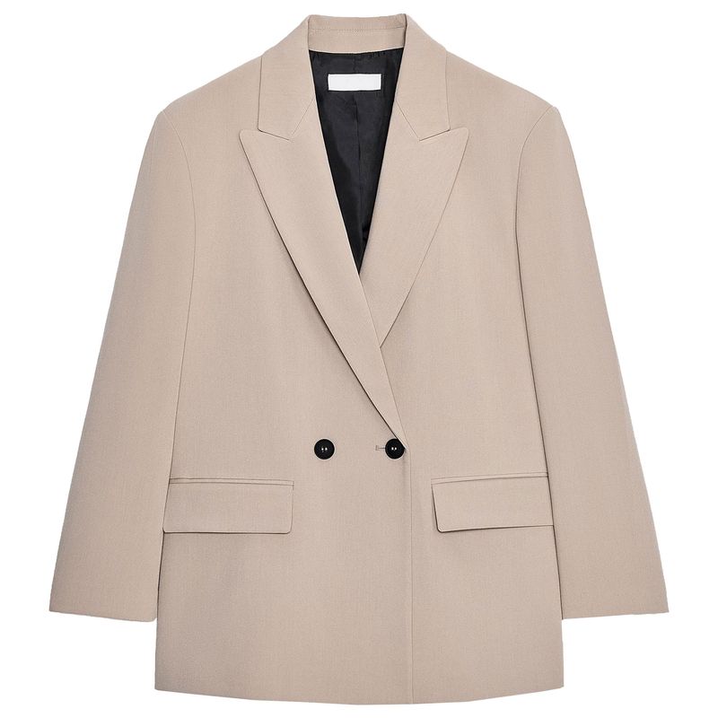 Zaprha 2025 Autumn New Elegant Lapel Long sleeve with Shoulder Pad Profile Double Placket Blazers 2753122