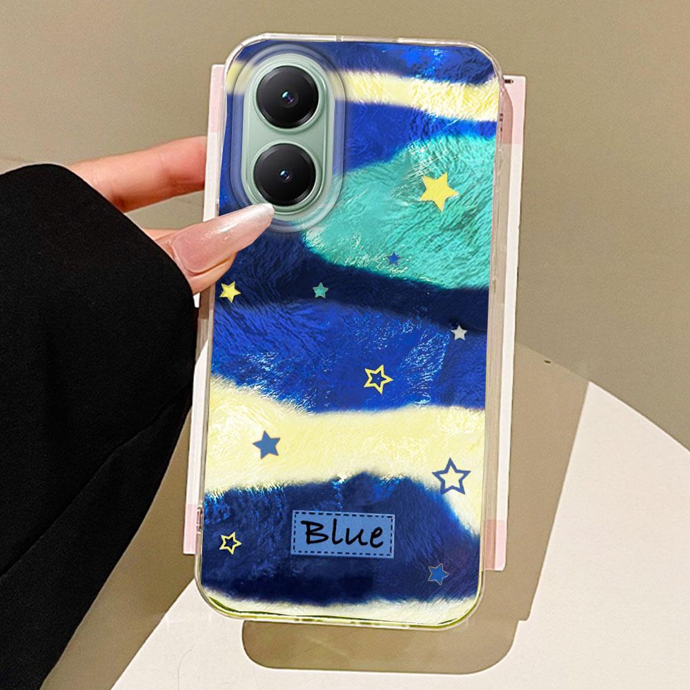 

Ретро Синий Градиент Звезда Женский Девичий Чехол для Телефона с Текстурой Вихря для Xiaomi Poco X5 M6 Pro X6 X3 Pro NFC C75 C71 C65 C61 M5S Крышка poco X5 5G белый
