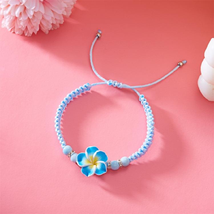 Flower Bracelet Handmade Soft Clay Woven Jewelry Adjustable Tropical Plumeria Wristband Bohemian Beach Party Accessories
