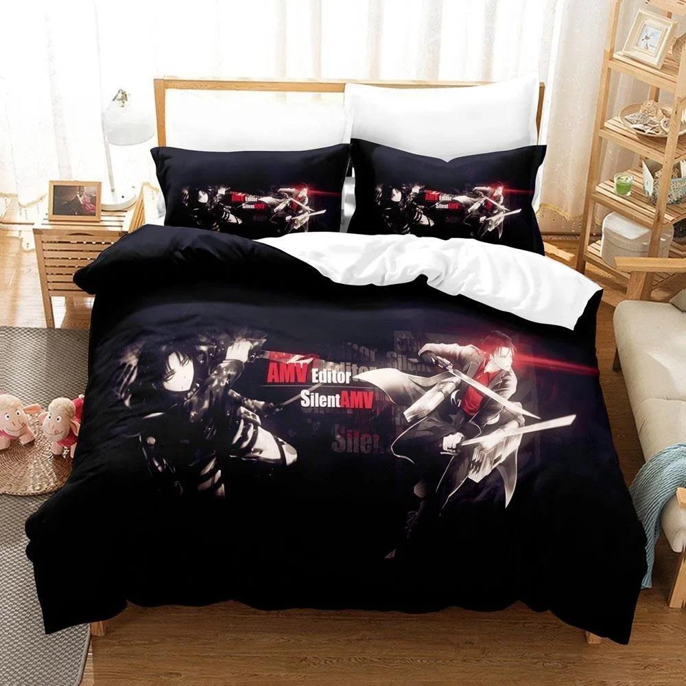 Comfortable Anime Print Bedding Set With Duvet Cover And Pillowcases Single Twin Full Queen King Sizes For Adults And Kids