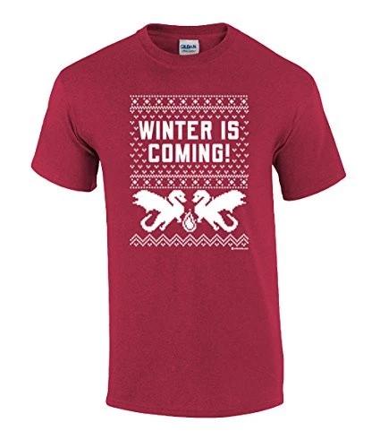 

Funny Winter is Coming Dragon Ugly Holiday Sweater Tee Shirt Cherry XL