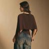 2026 Summer Women's Elegant Irregular Chiffon T-Shirt with Cape Sleeves and Round Neck