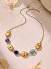 Elegant Multi-Faceted Glass Stone Clavicle Necklace - Transparent Water Drop Design, Light Luxury Style, Stainless Steel
