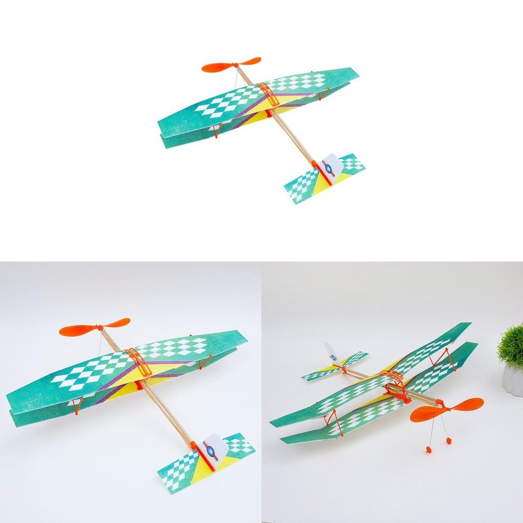 Rubber Band Powered Biplane Model Toy For Kids Aviation Enthusiasts Gift