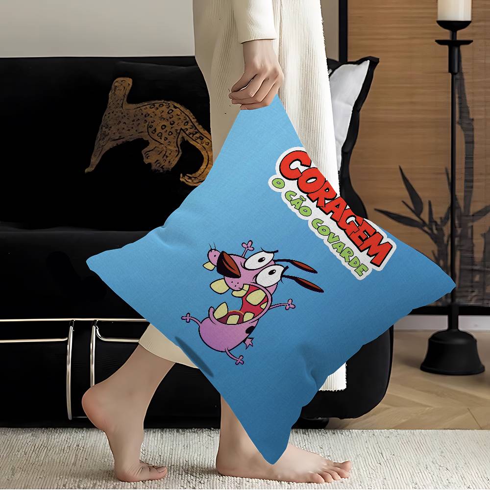 Cartoon CCOURAGE The CCowardly DDog Cushion Cover Car Throw Pillow Case For Sofa Car Christmas Gift 40x40cm 45x45cm