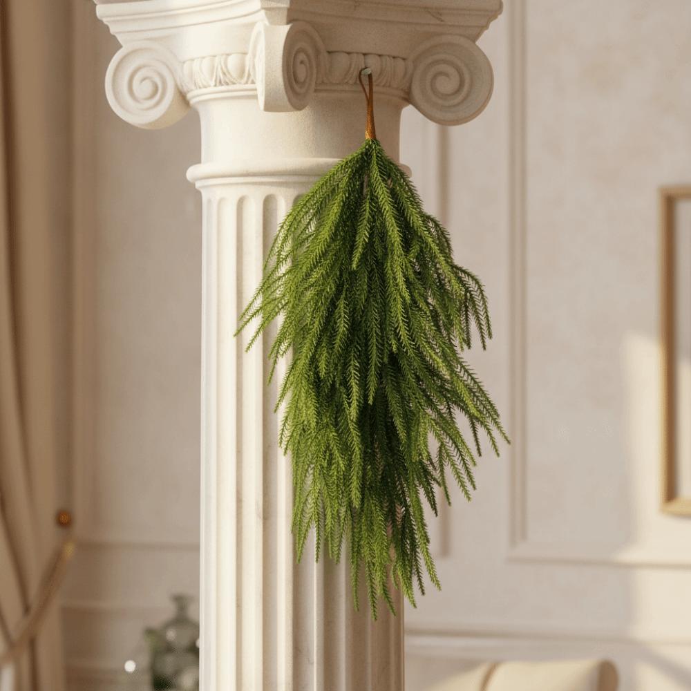 2 Piece with Hanging Hoop Artificial Norfolk Pine Needle Branches Fireplace