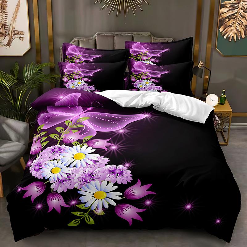 Colorful Butterfly Bedding Set Sparkling 3D Duvet Cover DE/AU/EU Full Size Luxury Women's Quilt Cover