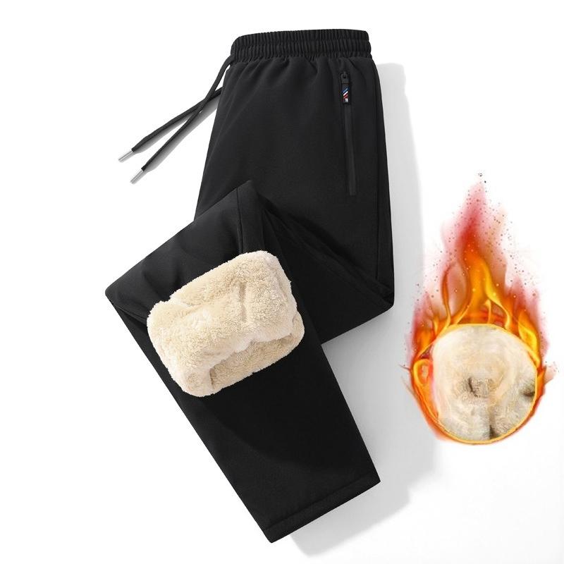 Men Plush Thick Fleece Sweatpant Winter Lamb Wool Warm Sports Sweatpants New Thermal Trousers Windproof Cotton Casual Pants