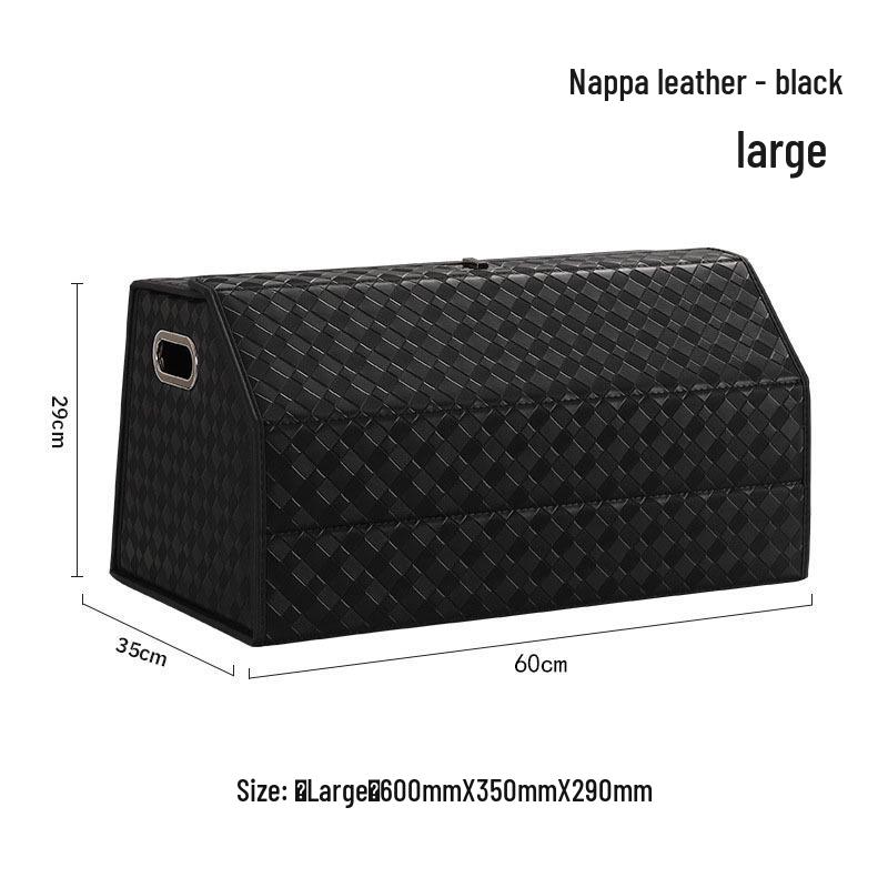 Großer Kofferraum-Organizer für das Auto, Leder mit Schafsfellmuster, Aufklappbares faltbares Design.