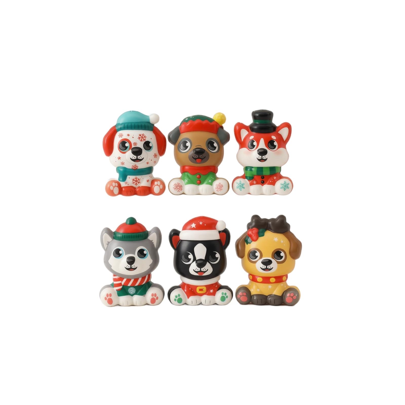

Set of Six Christmas Themed Dog Figurines with Festive Hats and Accessories Decorative Collectible Resin Animal Models for Holiday Display One Size