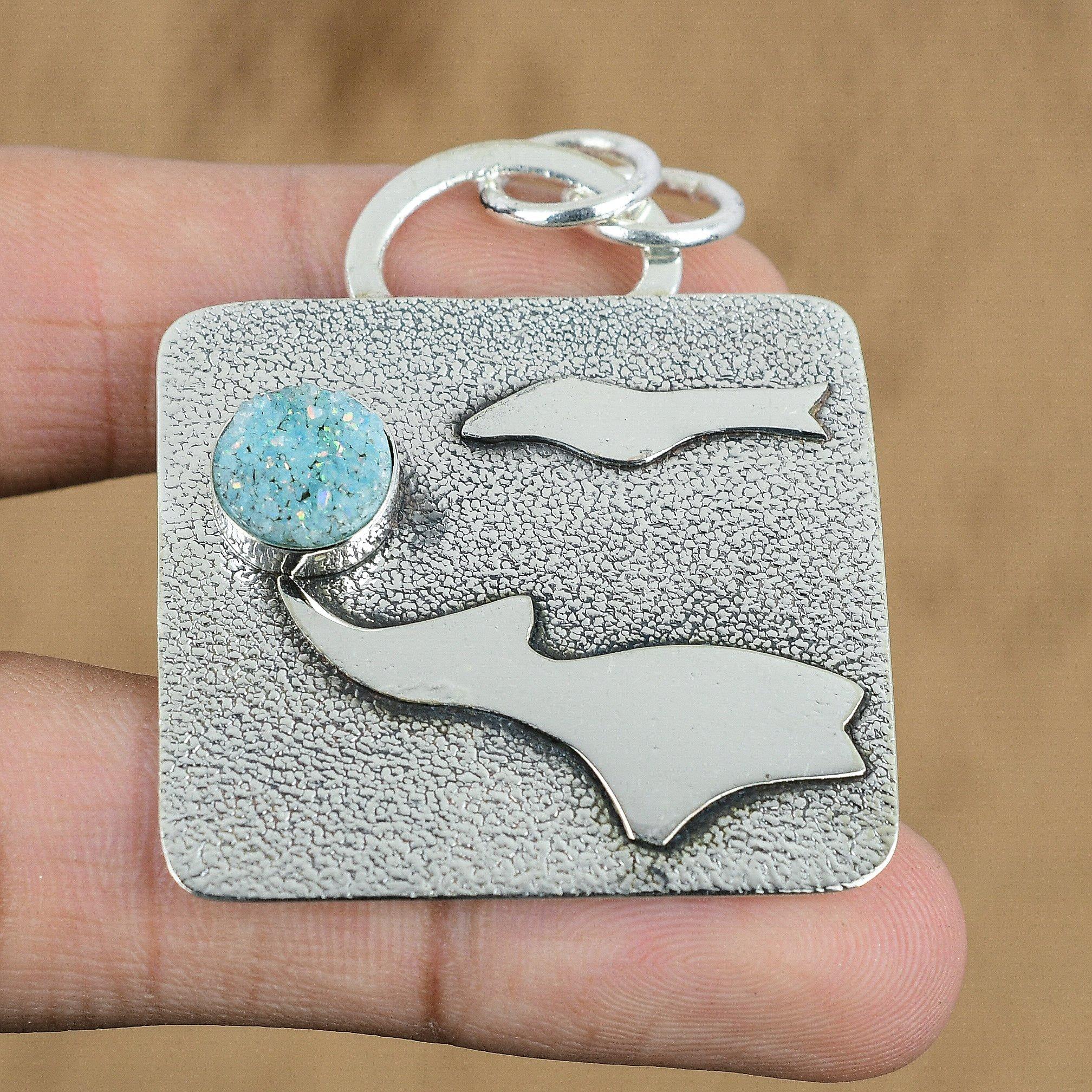 

Natural Titanium Druzy Gemstone Pendant 925 Sterling Silver Jewelry For Women