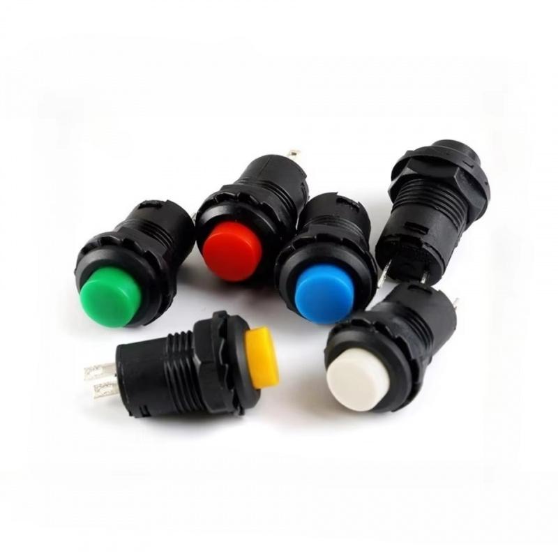 6pcs 12MM Lock Latching OFF- ON Push Button Switch Maintained Fixed Pushbutton Switches Self-Lock Button
