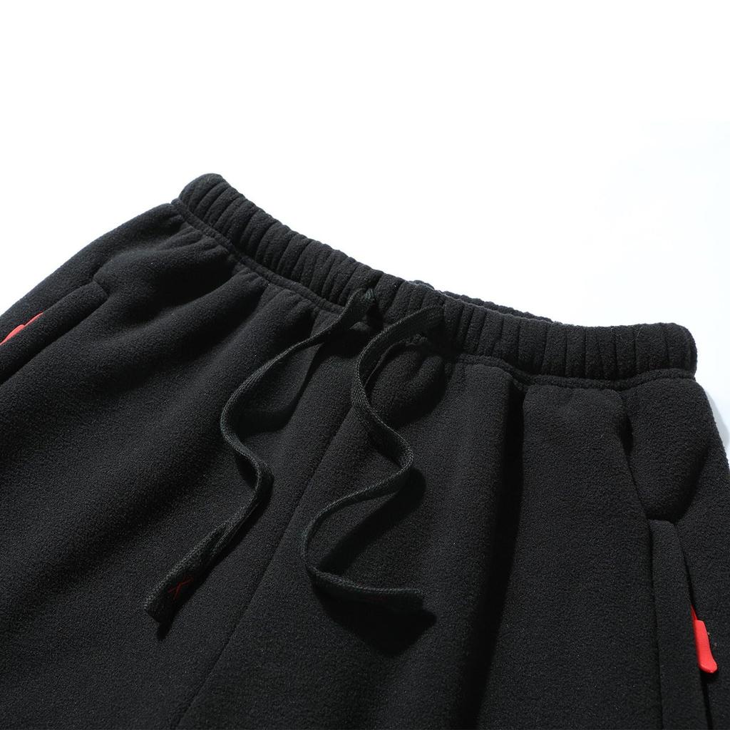 Men's Winter Fleece Casual Pants Plus Velvet Thickened Lambswool Drawstring Sweatpants With Pockets