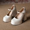 2025 Autumn New JK High-heeled Mary Jane Waterproof Platform Thick-heeled High-heeled Shoes Small Leather Shoes Spring and Autumn Round Head Sing