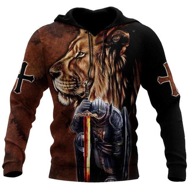 3D Print Lion Jesus Graphic Men's Hoodie Spring/Autumn Fashion Versatile Sweatshirt Male Oversized Harajuku Long Sleeve Pullover