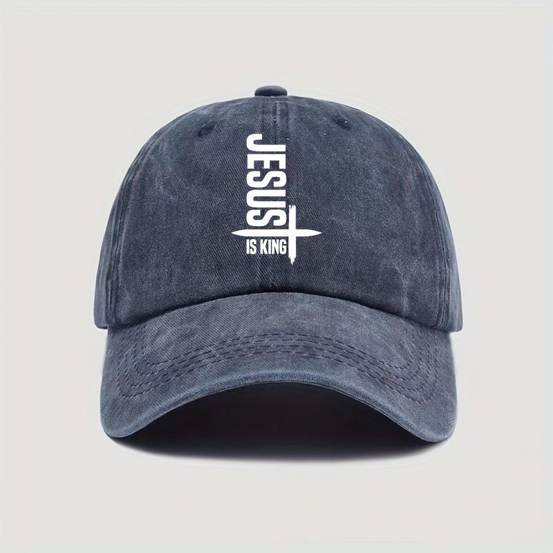 Jesus Is King Washed Baseball Cap Cotton Adjustable Dad Hat for Unisex Outdoor Sports One Size