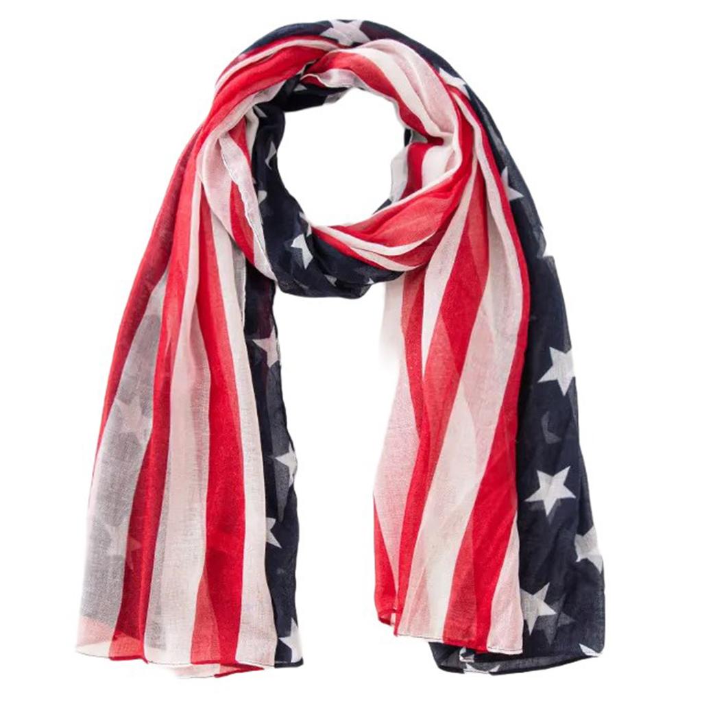 Stylish Scarf Shawl Neckerchief Head Scarf Star Print for Independence Day Star Headscarf, Versatile and Soft