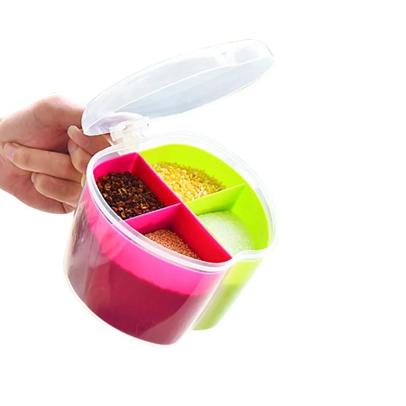 1PCS Plastic Divided Spice Box Kitchen Seasoning Jar Seasoning Box Creative Sugar Jar Salt Jar Kitchen Accessories