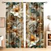 2PCS Pearl Leaf Printed Curtains, Pole Bag Polyester Material Design, Bedroom, Home Decoration