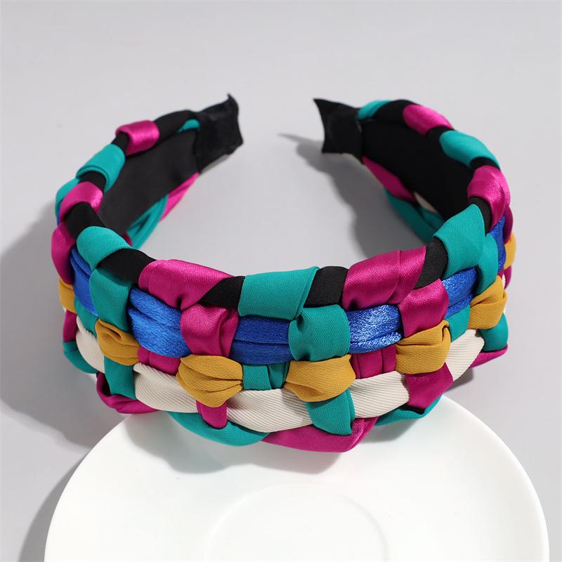 Heavy Handmade Wide Colorful Braided Headband for Women's Photography Party Accessory Headwear Fashionable Adult Hairbands