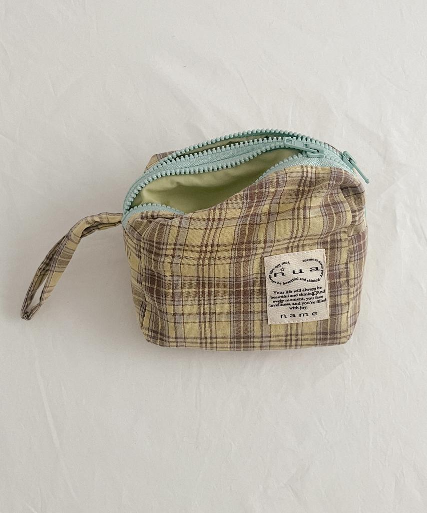 Nuaname Dual Zipper Checkered Pouch François
