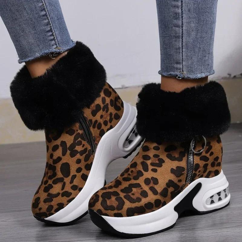Chunky Platform Snow Boots for Women Thick Bottom  Winter Booties Woman Non Slip Faux Suede Ankle Botas Female Plus Size 43