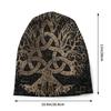 Custom Winter Warm Bonnet Homme Knit Hats Tree Of Life With Triquetra On Futhark Beanie Cap Vikings Beanies Caps Unisex WoUnisex