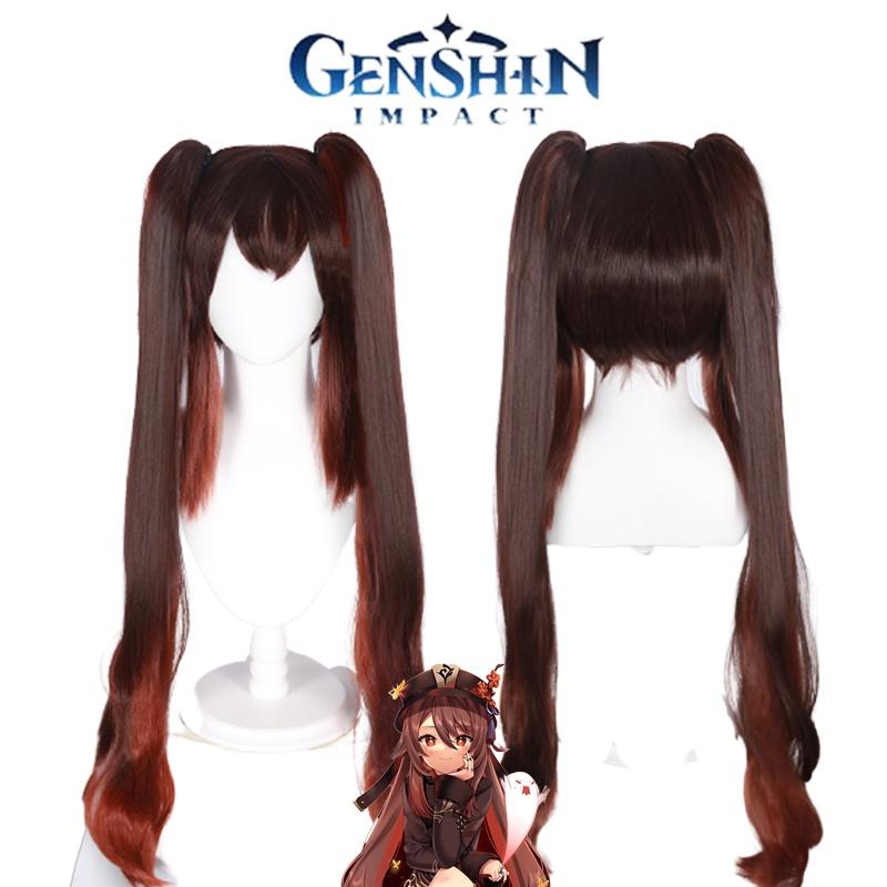 Soft And Heat-resistant Genshin Impact Hutao Cosplay Wig Ponytail For Role Playing And Parties