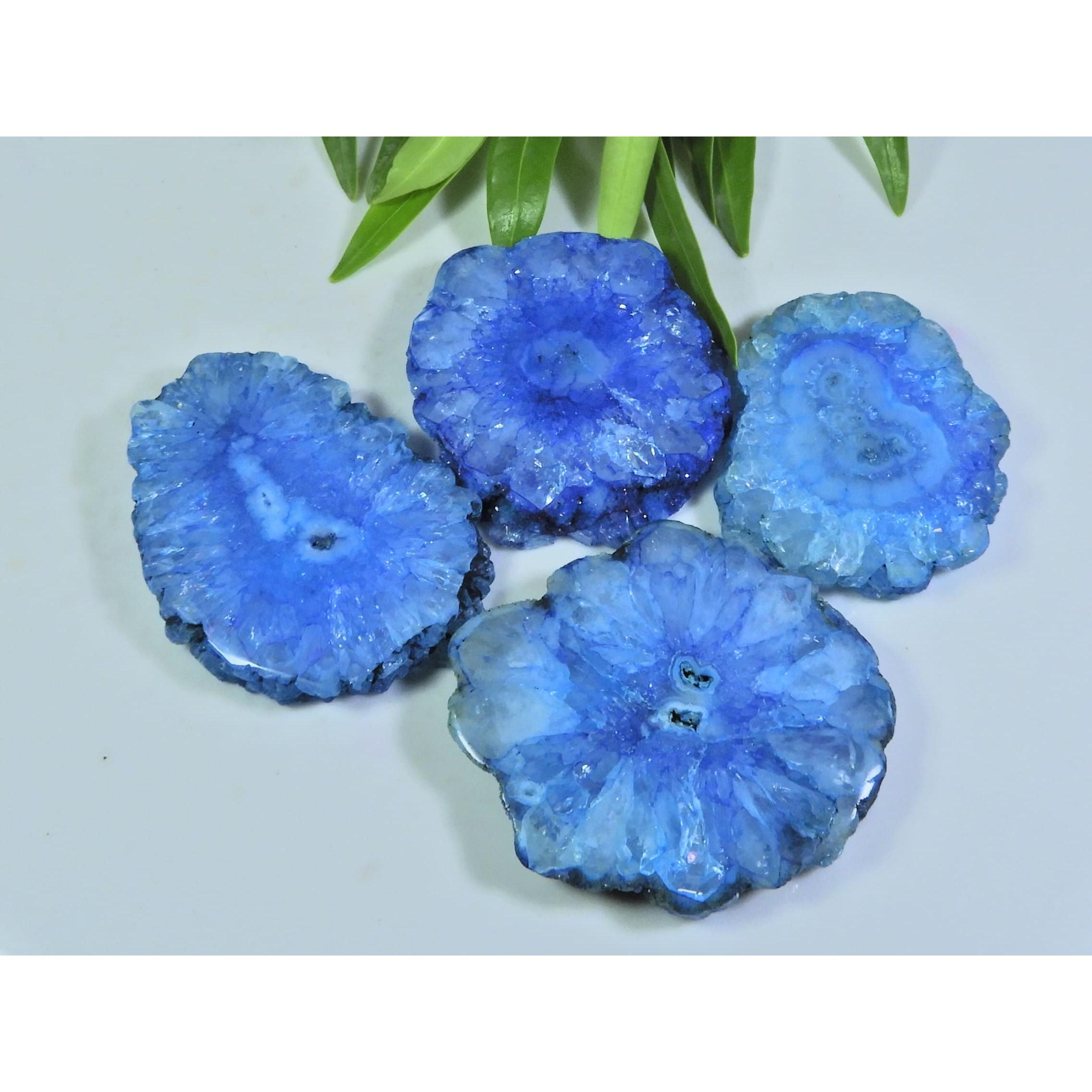 

228Cts. Dyed Solar Durzy Agate 4Pcs Crystal Loose Gemstone Lot 29X35-38X43MM A-207