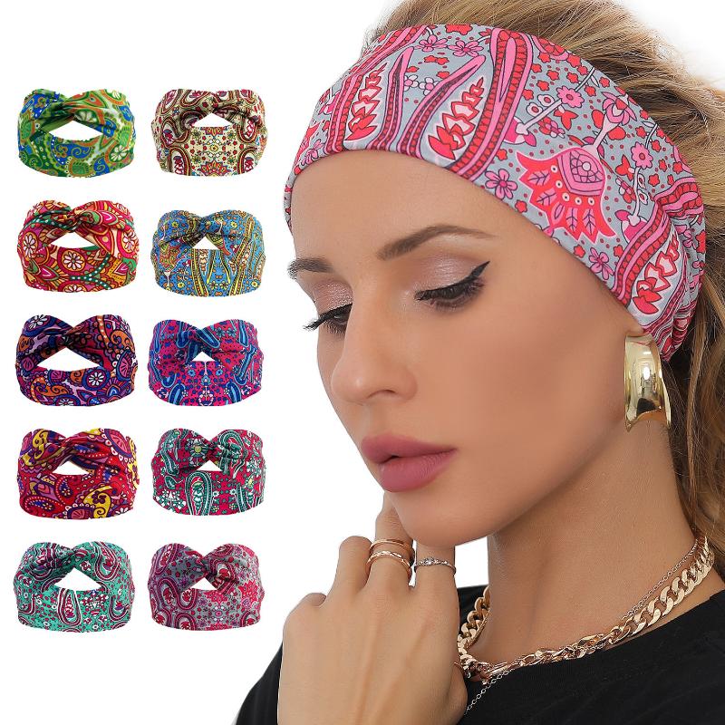 Printed Sports Headband Yoga Headband Sweat-absorbent Antiperspirant Women's Wide-brimmed Headscarf