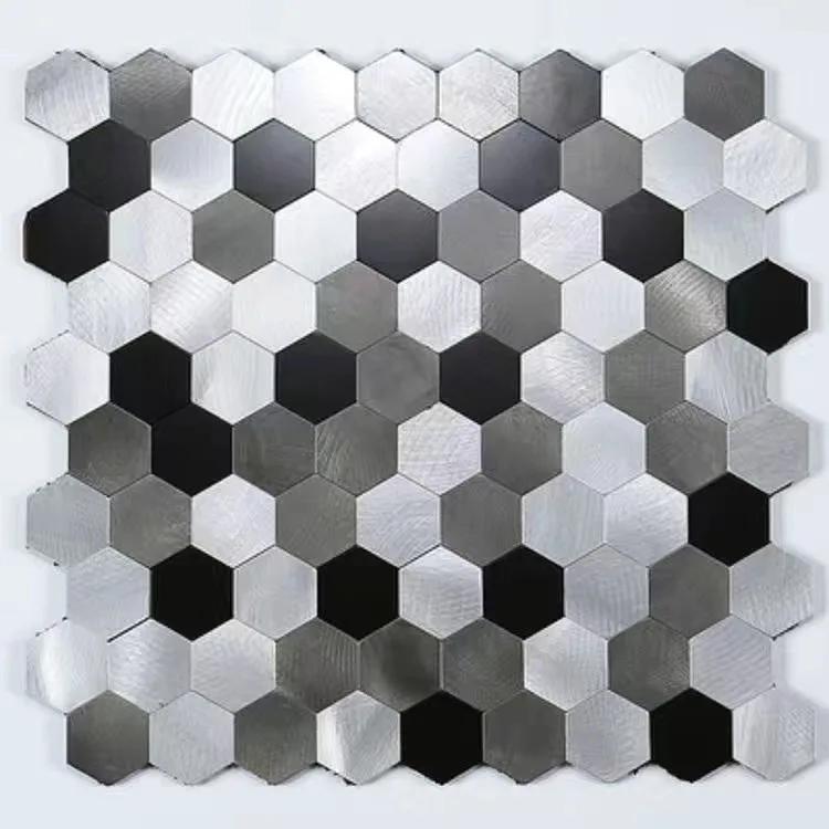 Mosaic Wall Tile Peel And Stick Self Adhesive Waterproof Aluminum Hexagon Kitchen Bath Tile Backsplash Fireproof Kitchenwall