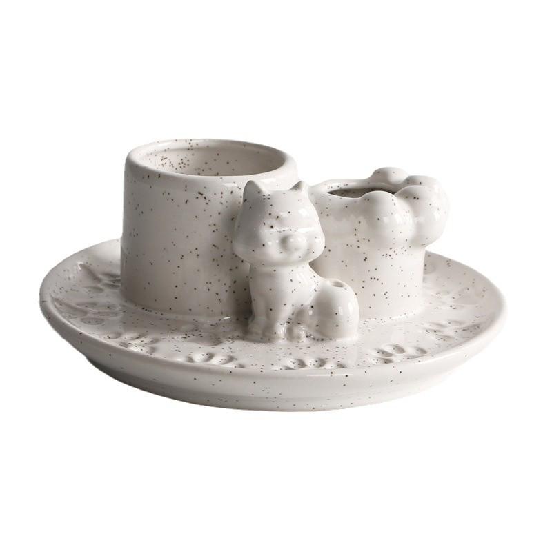 Nordic White Ceramic Incense Candle Holder - Minimalist Sage Dish for Atmosphere Decor.