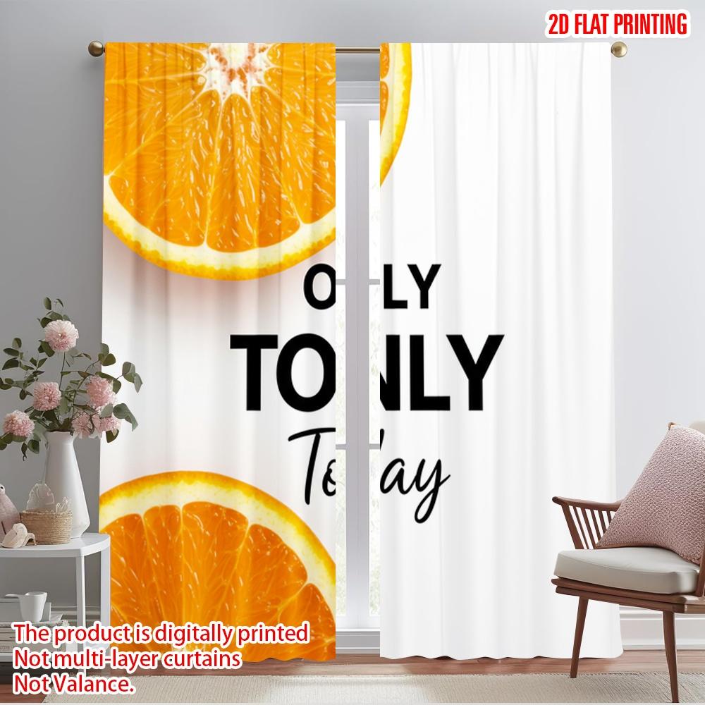 

2pcs 2D flat printing Drapes Fresh Orange Slice 100% Polyester Without Electricity 0 for Room bedroom wall decor 52.50×116.00 CM 2pcs