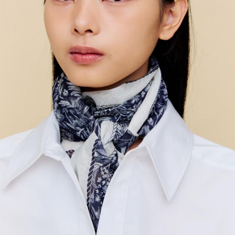 Daks Navy Pattern Silk Blend Scarf Dcsc6e490n2
