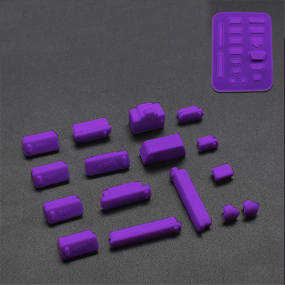 

16 шт./компл. набор пылезащитных заглушек для ноутбука, USB-защитная крышка, сетевой порт, VGA, уплотнительная резиновая защита, офисные аксессуары фиолетовый