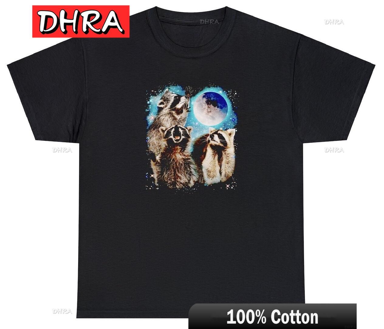 Three Raccoons Howling At The Moon TShirt Funny Racoon Lover Meme Humor Tee Unique Classic Tshirts Male Rapper Tee TShirt S