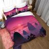 Mountain Duvet Cover Set Forest and Bright Moonlight Elk Landscape Mountain Bedding Set King Size Soft Polyester Comforter Cover
