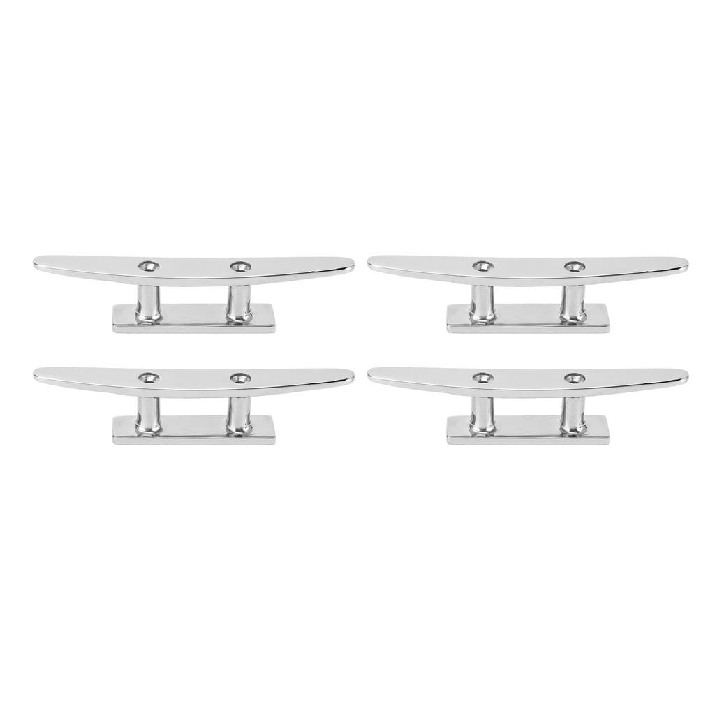 4PCS 5in Boat Cleat 316 Stainless Steel Open Base Dock Cleats High Polished Yacht Dock Mooring Cleat for Speedboat