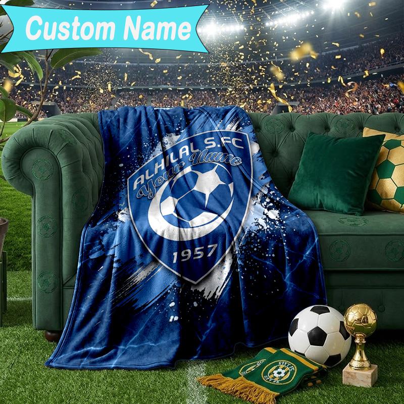Custom Name Blanket Hilal FC Crest Blanket Bedding Blanket for Travel, Camping, Living Rooms, Offices, Sofas, Fan Christmas Gift