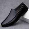Men's Genuine Leather Slip-On Driving Shoes - Soft Sole Business Casual Flats, Large Size
