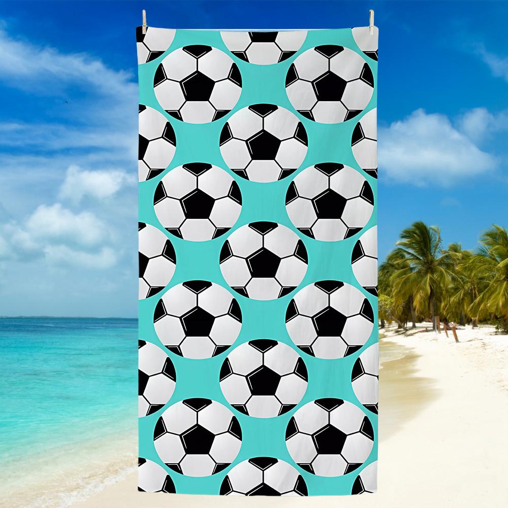 2025 New Football Beach Towel Soccer Themed Microfiber Bath Towel for Adults Seaside Quick Dry Towel