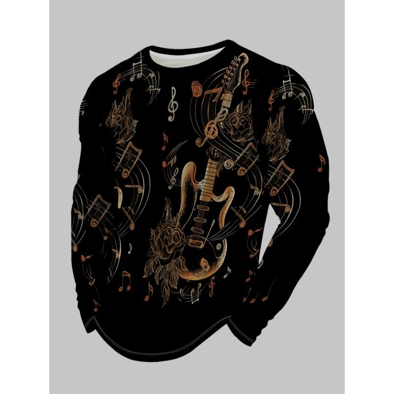 Men'S Long-Sleeve T-Shirt Featuring a Round Neck And an Eagle Print, Perfect for Casual Wear