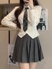 Academy Style Waist-Cinching Long-Sleeved Slim-Fit White Shirt for Women