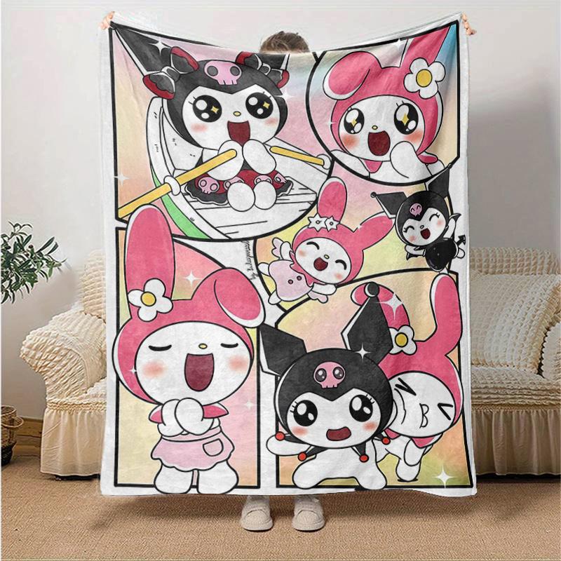 

1pc Kuromi and Friends Soft Throw Blanket, Decorative Blanket, Living Room, Travel, Camping, Car Blankets, Beach, Office Naps, Perfect Gift for Birthd 130x150cm