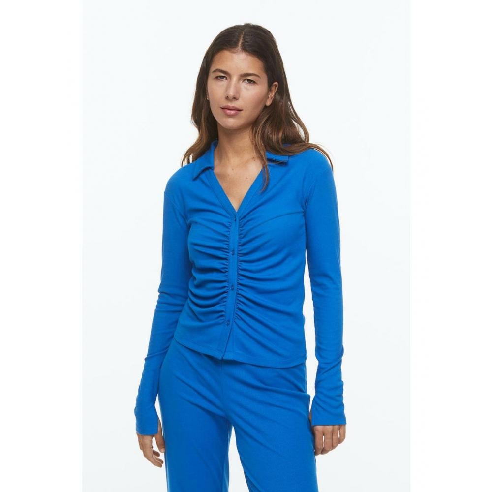 

H&M Трикотажный топ в рубчик, синий 1135373003