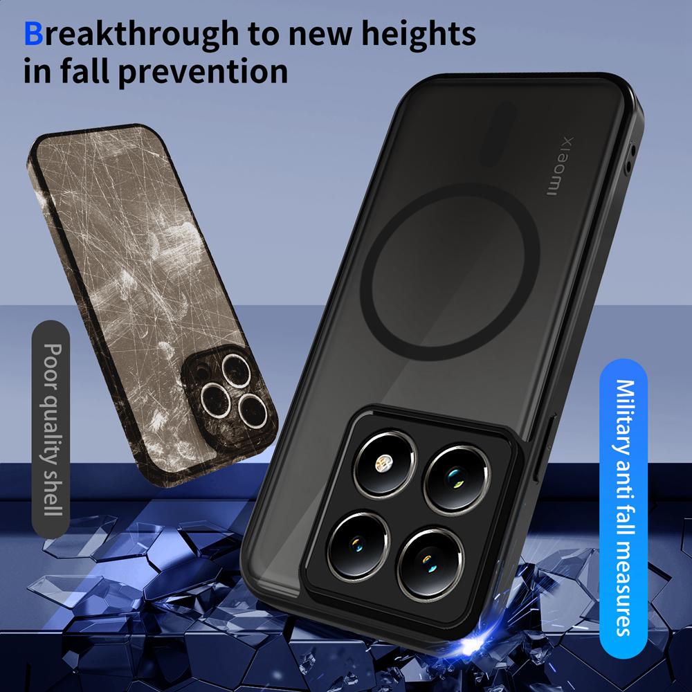 KEYSION Magnetic Phone Case for for Xiaomi 14T Pro 5G Silicone+PC Matte Translucent Clear Shockproof Back Cover for Xiaomi 14T